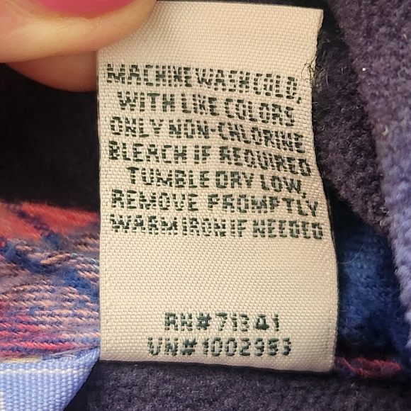 L.L. BEAN Women’s Hoodie Small Blue Pink Fleece Lined Plaid Work Barn Chore - Picture 12 of 12